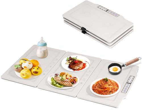 BAOSHISHAN Electric Spliceable Food Warming Tray Heating Plate Foldable Food Warmer only for Flat Bottomed Tableware,30-120℃,2cm Thickness,10S Heating