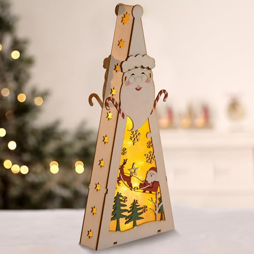 Weihnachtsdekoration Innen LED Weihnachtsstern Beleuchtung,Weihnachten Deko Stern Beleuchtung Fensterbeleuchtung LED Dekoleuchte Stern aus Holz Weihnachtsschmuck Holzsterne Weihnachtsdeko (S, Tree)