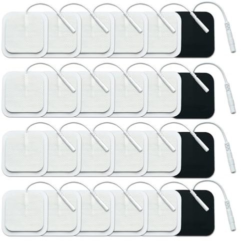 KASURE 24PCS TENS Unit Replacement Pads 40mm X 40mm, Replacement Electrode Pads for TENS Machine Reusable Self Adhesive Electrodes Pads Tens Machine Electrode Pads with Non-Irritating Design