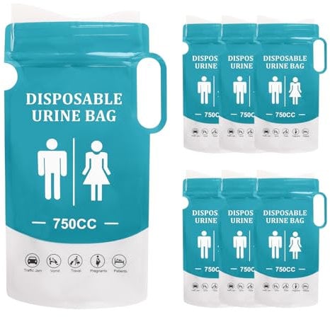 MOLENCO 7 Pcs Urine Bags, 750ml Wee Bags with Handle, Pee Bags, Portable Urinal Toilet Bags, Vomit Bag Travel Urinals for Car Camping, Hiking, Traveling and Traffic Jams