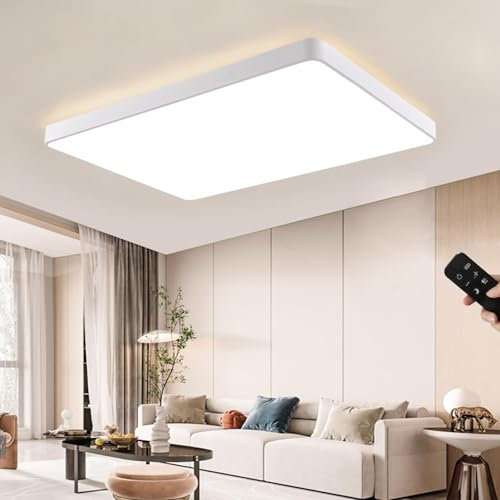 JDONG LED Deckenleuchte weiß Quadrat Deckenlampe, Dimmbar 72W Warmweiß,Natürliches Weiß,KaltWeiß (3000-6500K) mit Fernbedienung Eckig Deckenlampe für Wohnzimmer Schlafzimmer