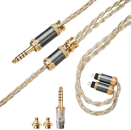 QOA Kinera MIA IEM Cable, 8 Core Copper Silver Plated Earphone Upgraded Cords with 2 Plugs, 1.2m in Ear Monitor Cable for 7hz Zero Lite Cadenza Hype4 Castor Supermix4 KZ zsn pro CCA（0.78 2pin&mmcx）