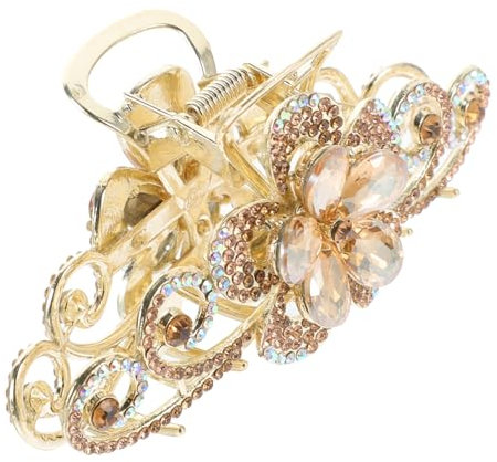 Baluue Pince à Griffes Grandes Pour Mâchoire Alliage Strass Couleur Dorée Accessoires Pour Cheveux Femmes Filles Chignon Et Coiffure