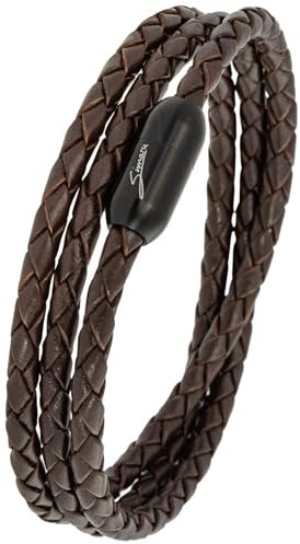 Simaru Lederarmband Made in Germany, Wickelarmband geflochten, Premium Leder aus Katalonien mit Magnetverschluss, wasserfest & hautverträglich 4mm