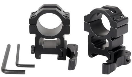 ProWildGear 2PCS Aluminum Alloy Quick Release Detach High Profile Scope Rings Mounts Picatinny 1 Inch 25.4mm Diameter 20mm Rail