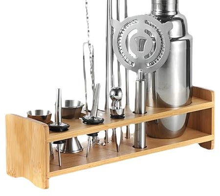 Kit , supporto professionale per cocktail shaker – supporto in legno per baristi – kit di memoria – Dining – supporto per attrezzi Match con set completo di attrezzi per barba