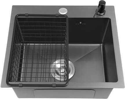 fregadero cocina, Fregaderos De Un Seno, fregadero cocina 1 seno Con Grifo, fregaderos modernos para cocina 40 * 45Cm Edelstahl Küchenspüle Einbauspüle Spülbecken Mit Armatur Ablaufgarnitur (A2)