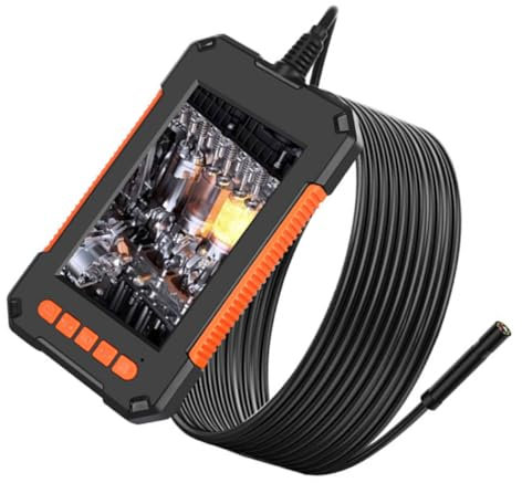 MAGICLULU 1 Stück wasserdichte Digitale Endoskopkamera für Fahrzeuginspektion mit Hartdraht Bildschirm Flexibles Borescope für Rohr Klimaanlageninspektionen Einstellbare LED Lichter