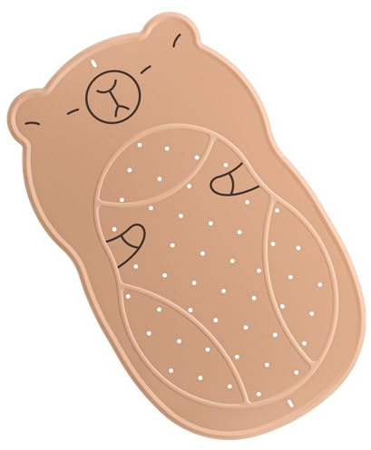 Baby Badematte für Kinder Kleinkinder 76 x 45 cm, Cartoon Capybara Design | Aus weichem Naturkautschuk, Rutschfeste Badewannenmatte mit Saugnäpfen & Schnelltrocknungslöchern, für Kleinkinder