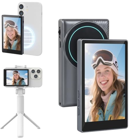 Olycism Selfie Monitor Smartphone Rückkamera magnetischer Vlog-Bildschirm für iPhone und Android geeignet für TikTok Live Broadcast Smartphone Vlog Selfie-Monitor-Bildschirm