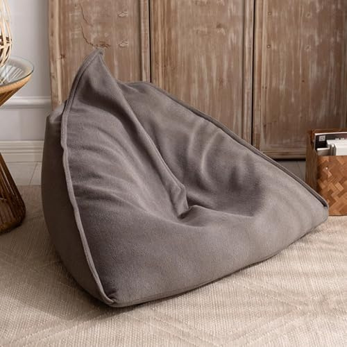 KBZSlyn Sitzsack (ohne Füllung) Sitzsackbezug, Sitzsack-Sofa-Pouf, Salon-Dreieck-Sitzsackbezug oder waschbarer, weicher, gemütlicher Bezug for Erwachsene for Wohnzimmer, Schlafzimmer(Gray)