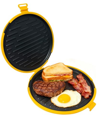 SIRUOO 9.5 Microwave Grill Pan & Crisper Tray - 5-in-1 with lid,Nonstick
