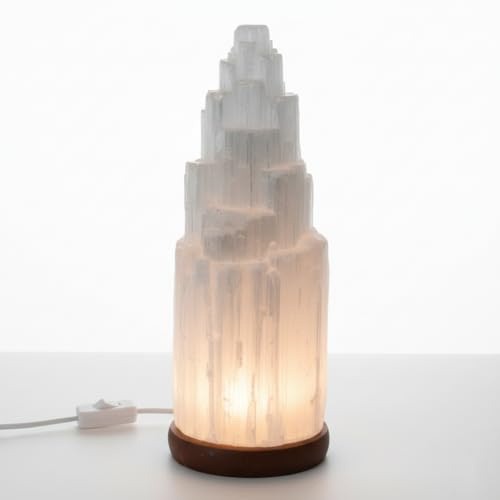 Lampe Selenit, natürlich, 20 cm, dekorativ und entspannend, mit austauschbarer Glühbirne, Stimmungsbeleuchtung für Zuhause, Büro und Yoga