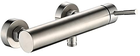WXPGFEQ Wandmontierte Duscharmatur aus Edelstahl 304 mit Warm- und Kaltwassermischer, verdecktem Griff, gebürsteter Oberfläche und elegantem Design.
