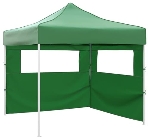 Carport Tente pliante avec 2 parois 3 x 3 m Vert Tonnelle pliable pour fête, mariage, activités commerciales
