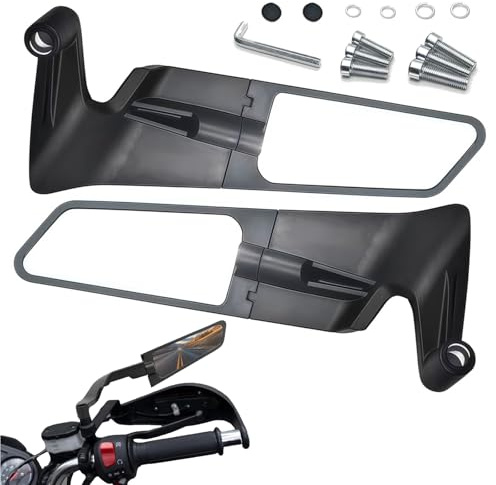 Universell Verstellbare Motorrad Spiegel Verkehrsspiegel Rückspiegel | Fahrrad Moped Zubehör für Scooter Street Bike Cruiser Chopper Sport Bike ATV Links Oder Rechts Montierbar
