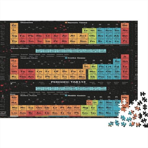 Periodic Table Science Education 1000 Piece Jigsaw Puzzle Jigsaw Puzzle for Adults Paper Puzzle Game for Family Focus Gift 52x38cm/1000pcs