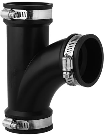 Flexibles T-Stück 63 mm von AquaForte, Klemmbereich 63-57mm, Schwarz