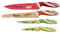 axentia 175478 Messerset 4-teilig, buntes Küchenmesser-Set mit Motiven, Fleischmesser, Brotmesser, Gemüsemesser, Obstmesser, Edelstahl-klingen und Softgriff, Bunt