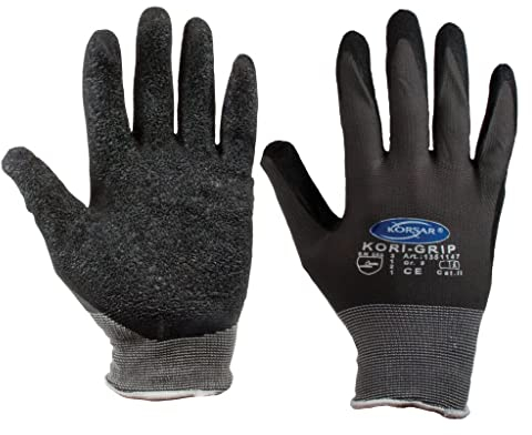 SW-Stahl 11521L Nylon Feinstrickhandschuhe Größe 9/L I EN 388 Arbeitshandschuhe Latex Beschichtung I Garten Handschuhe schwarz/grau I Montagehandschuhe Gr 9 I Nylon Handschuhe für Umzug