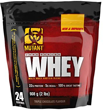 MUTANT Whey | 100% Molkenprotein-Pulver-Shake, Gourmet-Geschmack | 22 g Protein | Schnelle Aufnahme, leichte Verdaulichkeit | 908 g | Dreifach-Schokolade-Geschmack