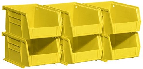 Akro-Mils 08212YELLO 30210 AkroBins Plastic Hanging Stackable Storage Organizer Bin, 5-Inch x 4-Inch x 3-Inch, Yellow, 6-Pack