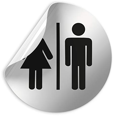 Kinekt3d Leitsysteme Folienschild Schild - D = 100 mm PVC Silber - Robuste Kratzfeste Folie - UV beständig - Perfekt für Glastüren und alle glatten Flächen (WC Toiletten Piktogramm (Design A))