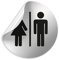 Kinekt3d Leitsysteme Folienschild Schild - D = 100 mm PVC Silber - Robuste Kratzfeste Folie - UV beständig - Perfekt für Glastüren und alle glatten Flächen (WC Toiletten Piktogramm (Design A))