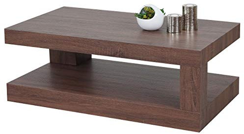 Mendler Couchtisch HWC-A32, Wohnzimmertisch, 3D-Struktur, 40x110x60cm MVG-Zertifiziert - braune Eicheoptik