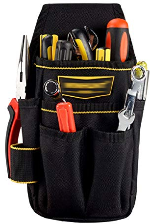LAHAUTE Multifunktionaler Werkzeugtasche/Werkzeuggürtel aus robustem Oxford Stoff, verstellbarer Oxfordgürtel, Handwerker, Tischler (schwarz)