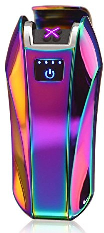 Yangers Zigarette Elektrisches Feuerzeug Dual Arc USB Wiederaufladbar, Cool Elektronischer Ladepuls Plasma Winddicht Flammenlos Touch Sensor Steuerung für Rauchen Zigarette Kerze (Regenbogen)