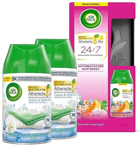 Air Wick Freshmatic Starterset + Duopack Nachfüller (Starter-Set Sommervergnügen, Duopack Cotton & Flieder)