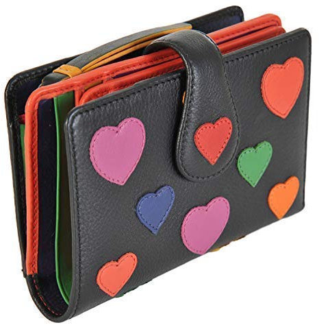 VISCONTI Morbido Protezione Rfid Cuori Borsellino Pieghevole in Due Portafogli - Sgualcito