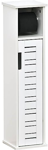 EVIDECO Miami Porte-Rouleau de Papier Toilette et Meuble de Rangement 2 en 1 Blanc 100% Panneau de Fibres de densité Moyenne 2,3 x 18,3 x 75,9 cm (L x l x H)