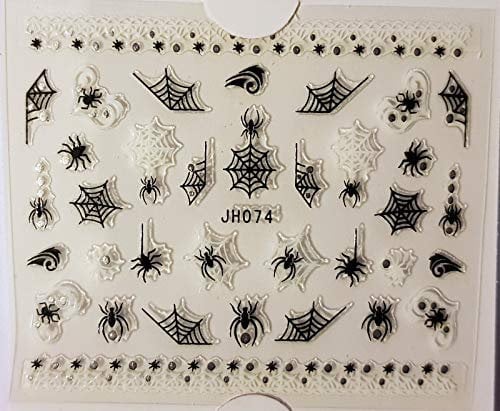 Halloween Nail Art 3D Silver Gems Stickers (JH074 Spiders Webs)