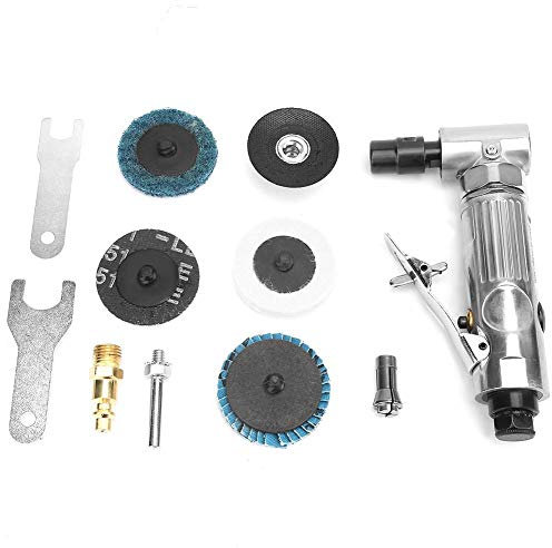 Meuleuse Pneumatique, 1/4 ''BSP Meuleuse à Air Meuleuse d'Angle Pneumatique à 90 Degrés avec Disque de Meulage 2 Pouces MBSP pour Ebavurage Meulage Façonnage, Ponceuse Pneumatique