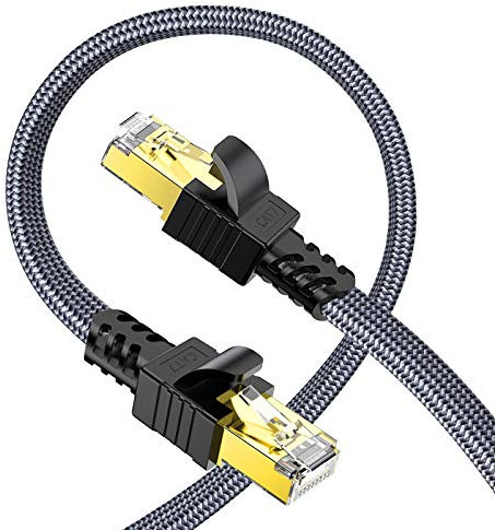 Snowkids Cable Ethernet Cat 7 Cable de Red, Cable RJ45 Alta Velocidad 10Gbps 600MHz Cable Internet Plano Nailon Chapado en Oro STP Cat 7 Cable LAN para PS-5 Router Modem Switch TV Box PC PS-4 (3m)