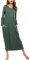 Sykooria Women's Long Nightgown Cotton Baggy Nightdress Plus Size Nightshirt Long Sleeve V Neck Sleep Dress Casual Sleepwear With Pockets(Dark Green,XXL)
