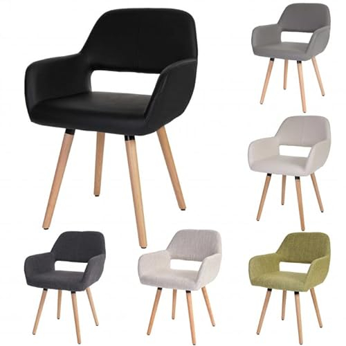 Mendler Esszimmerstuhl HWC-A50 II, Stuhl Küchenstuhl, Retro 50er Jahre Design - Kunstleder/Stoff, hellbraun, helle Beine