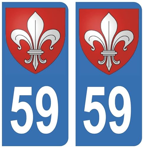 Hadexia Aufkleber für Nummernschild, Auto, 59, Wappen Lille