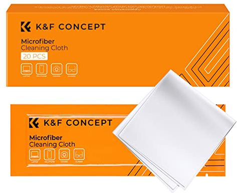 K&F Concept Mikrofaser Reinigungstücher 20er Pack - Für Smartphones, Tablets, TV, Notebook oder Desktop-Bildschirm, Vitrinen, Spiegel, Glastische