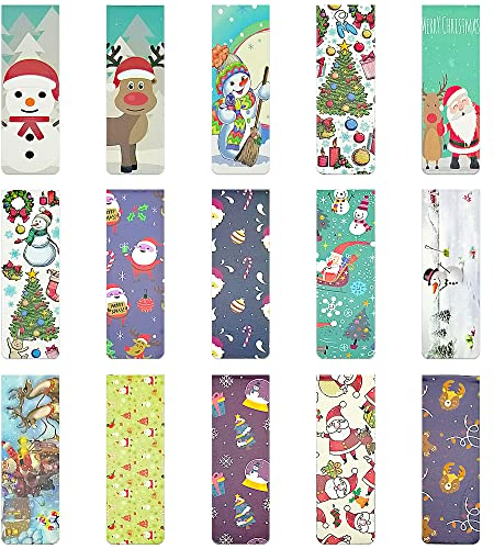 30 Stück Weihnachts Lesezeichen,Magnetlesezeichen,Lesezeichenset,Magnetische Lesezeichen,Lesezeichen Mit Schneemann Weihnachtsbaum Muster,Süßes Lesezeichen(F)