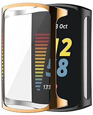 AISPORTS 2er Pack Kompatibel für Fitbit Charge 5 Hülle mit Displayschutzfolie, Ultradünne Weiche TPU-Silikon-Stoßfängerhülle Vollständige Abdeckung Schutzhülle für Fitbit Charge 5 Activity Tracker