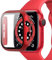 Miimall Compatibile con Apple Watch Series 8/7 41 mm 45 mm con pellicola protettiva in vetro per schermo completa, antigraffio, per iWatch 45 mm, colore: rosso