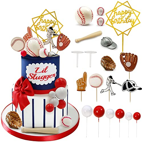 22 Stück Baseball-Kuchendekorationen, Sport-Motto-Party-Dekoration, Baseball-Thema, Happy Birthday-Kuchendekoration, Partydekorationen