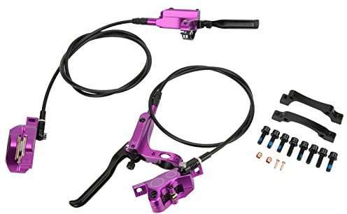Fahrrad Hydraulische Scheibenbremse, 4 Kolben Vorne Hinten Hydraulische Scheibenbremse Fahrrad Bilaterale ?lbremsen Kit f¨¹r Mountainbike(Violett) and Spare Parts