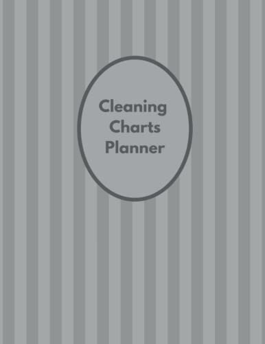Cleaning charts planner: Planner for daily & weekly household jobs & chores.. Record what is to be done and tick off when done. Tracker for all ages too keep organised at home.. Grey stripe design.