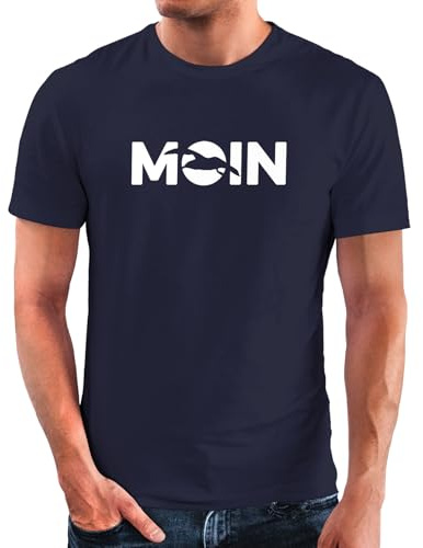 MoonWorks® Herren T-Shirt Moin Möwe Hamburg Nordisch Norden Dialekt Guten Morgen Fun-Shirt Spruch lustig