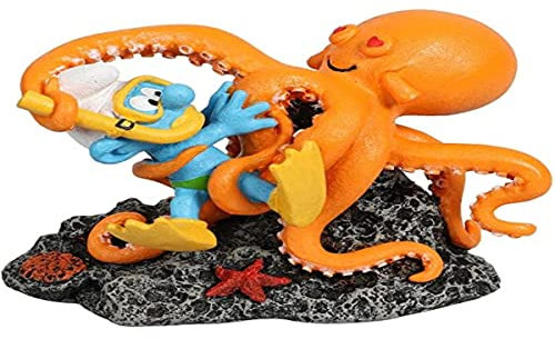 Smurfs AquaDella Aqua Della, Die Schlümpfe-Krake-Figur, 13,4 x 7,9 x 9,8 cm, sehr detailliert und aus Polyesterharz, ungiftig und pH-neutral, für Süß- und Salzwasseraquarien