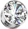 Piercingfaktor Ohr Plug Edelstahl Flesh Tunnel Piercing Ohrpiercing Schraub Schraubverschluß mit großen klaren Kristall Stein 8mm Silber Clear